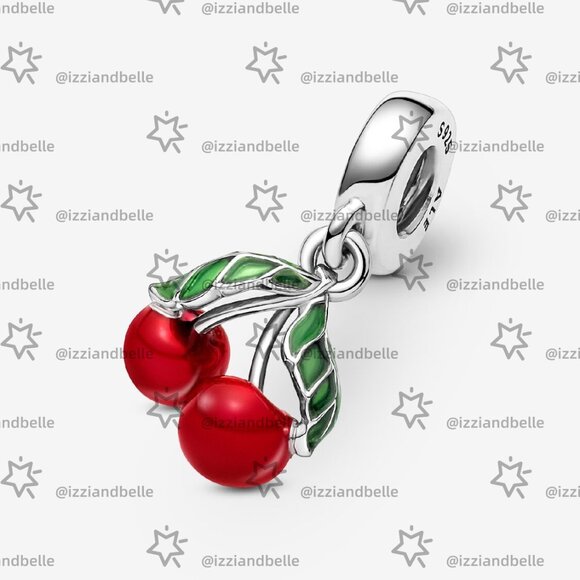 Pandora Asymmetrical Cherry Fruit Dangle Charm - Picture 2 of 6